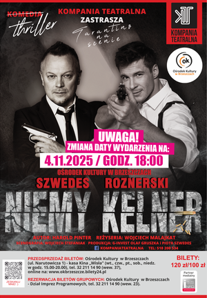 Plakat jest utrzymany w czerni i bieli z elementami czerwieni. Przedstawia dwóch mężczyzn z bronią, patrzących groźnie w stronę widza.