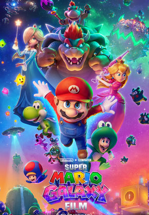 Grafika reklamowa do filmu Super Mario Galaxy Film.