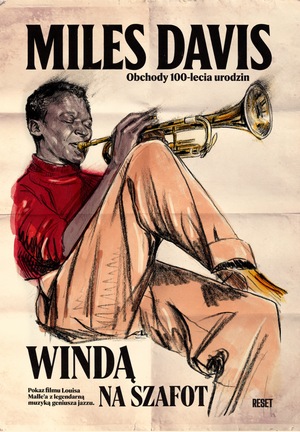 Kolorowy plakat. Rysunek mężczyzny grającego z pasją na trąbce. Oczy ma zamknięte, jest poświęcony muzyce.