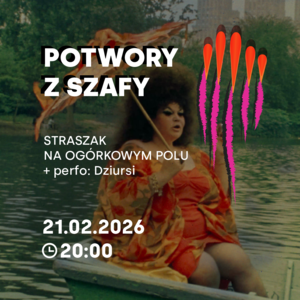 Na obrazku widać kobietę w pomarańczowej sukience z parasolką letnią płynącą na łódce.