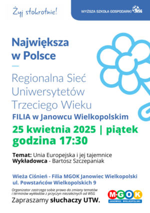 WYKŁAD DLA SŁUCHACZY UNIWERSYTETU TRZECIEGO WIEKU /  Unia Europejska i jej tajemnice