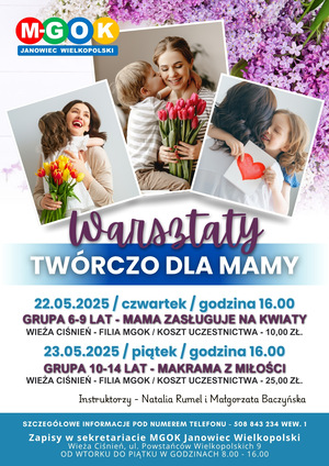 WARSZTATY - TWÓRCZO DLA MAMY - grupa 10-14 lat - makrama z miłości