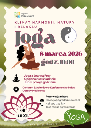 Plakat - Joga - Dzień Kobiet w Ogrodach Przelewice