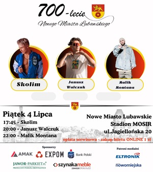 700-lecie Nowego Miasta Lubawskiego - PIĄTEK - 4 LIPCA 2025