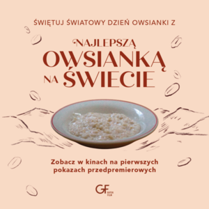 Kolorowa grafika. Zdjęcie miski z owsianką. Nad nią napis &amp;quot;Najlepsza owsianka na świecie&amp;quot;.