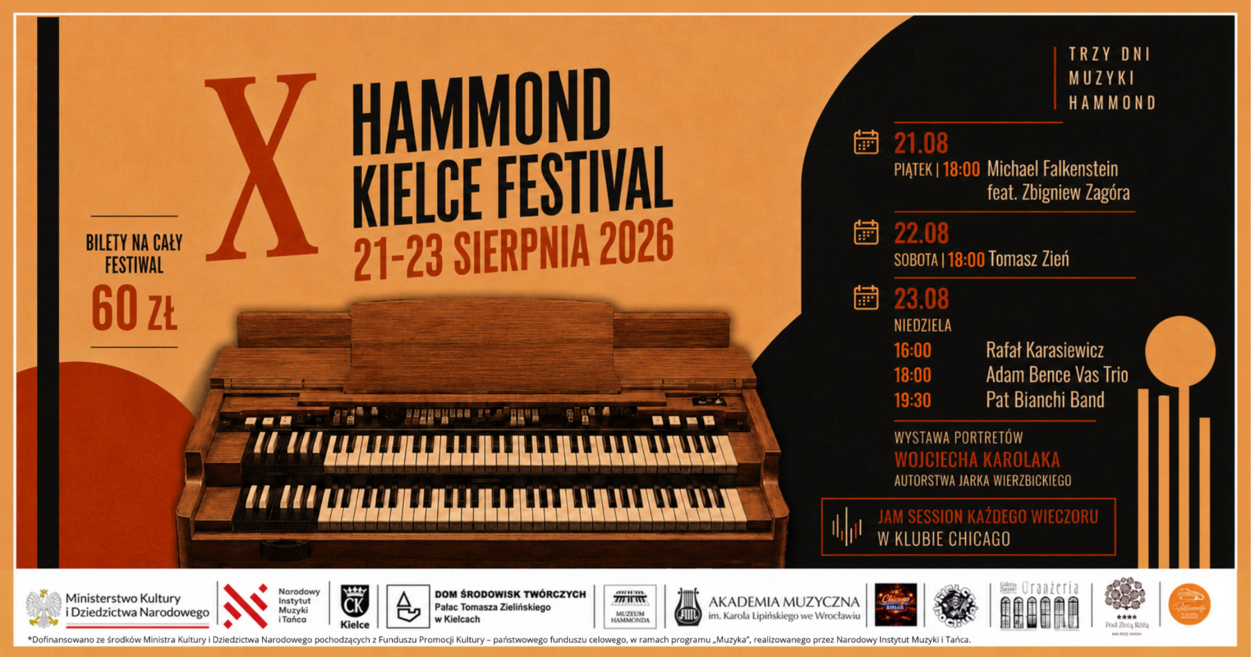 X Hammond Kielce Festival - 3-Tage-Pass - 21.-23. August 2026 — Pałacyk Zielinskiego w Kielcach, Kielce