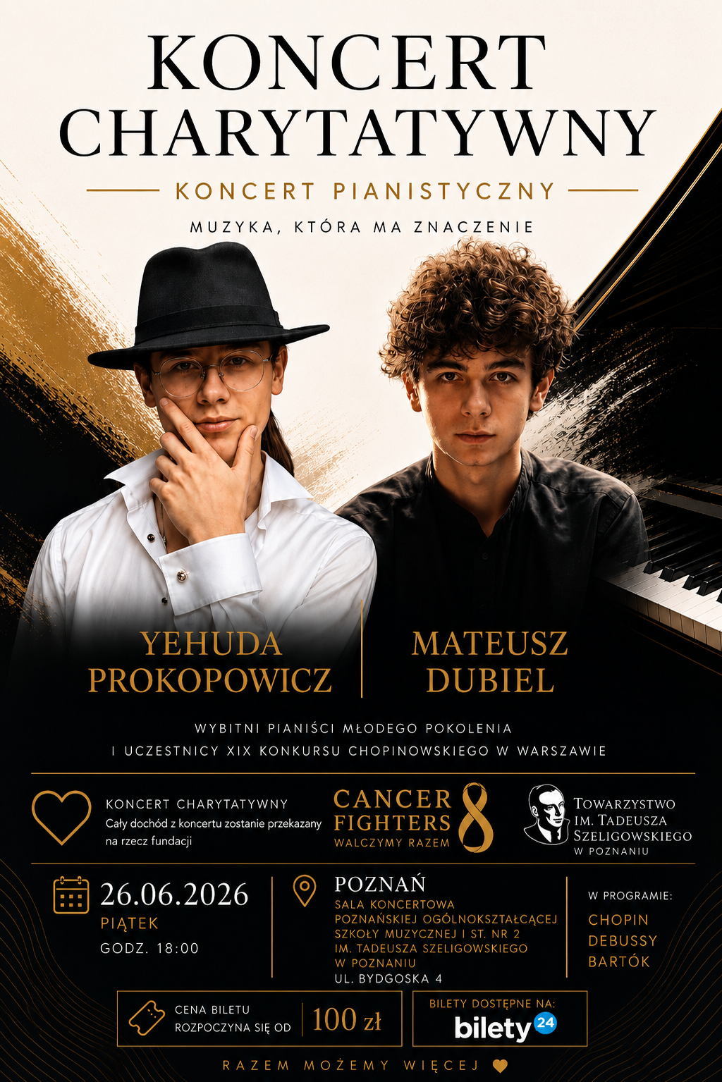 Charitativní koncert Yehudy Prokopowicze a Mateáše Dubiela — Poznańska Ogólnokształcąca Szkoła Muzyczna I stopnia nr. 2 im. T. Szeligowskiego, Poznaň