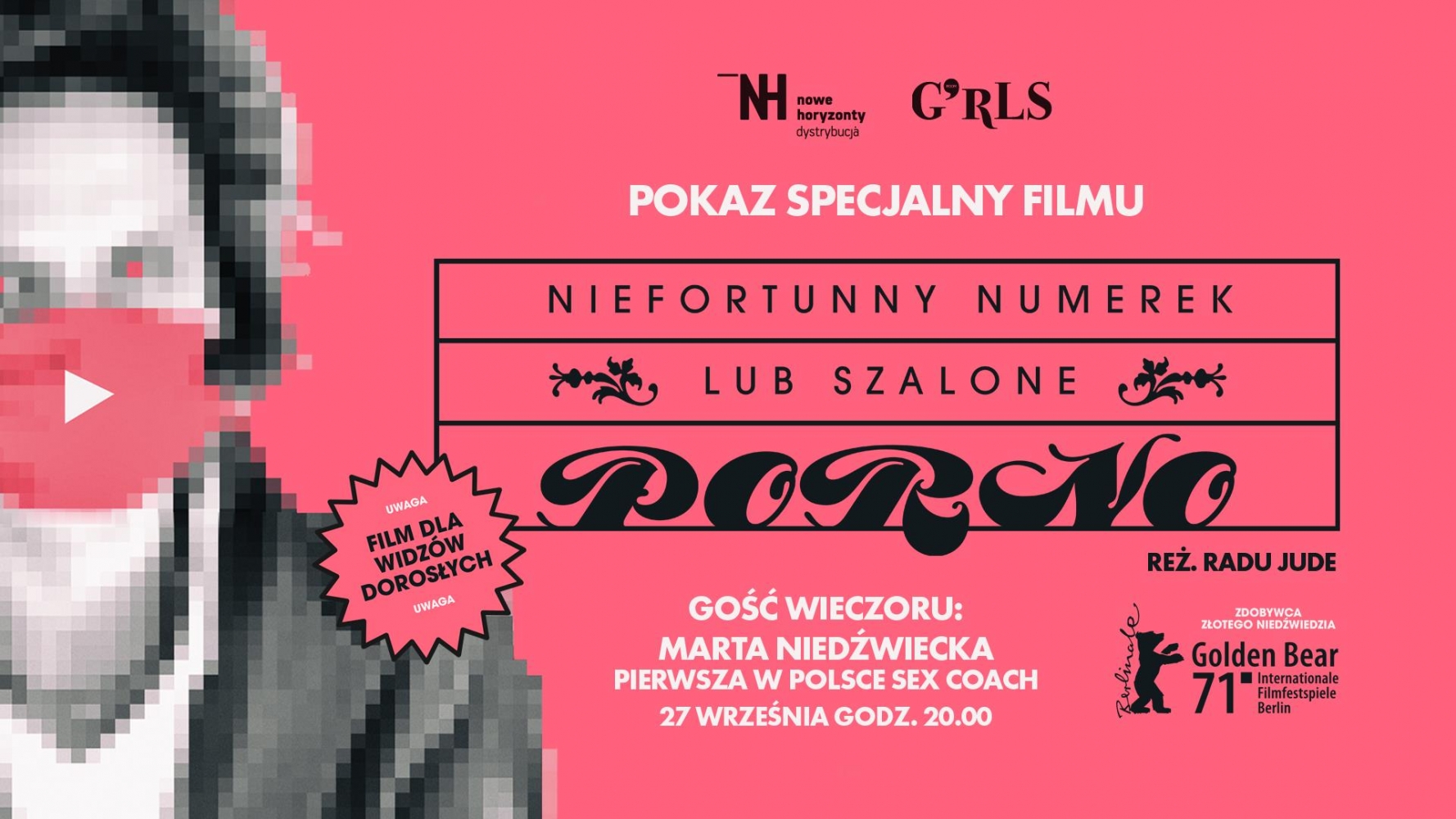 Bilety24 – Niefortunny numerek lub szalone porno - film i spotkanie z Martą  Niedźwiedzką, Warszawa