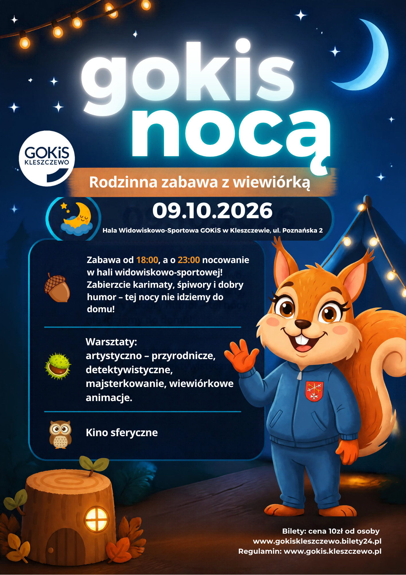GOKiS Nocą "Rodzinne Zabawy z Wiewiórką"