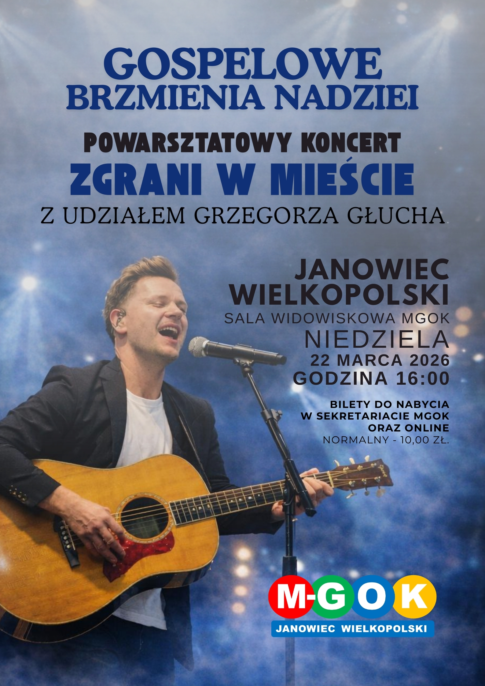 Slider - Koncert: GOSPELOWE BRZMIENIA NADZIEI - POWARSZTATOWY KONCERT ZGRANI W MIEŚCIE Z UDZIAŁEM GRZEGORZA GŁUCHA