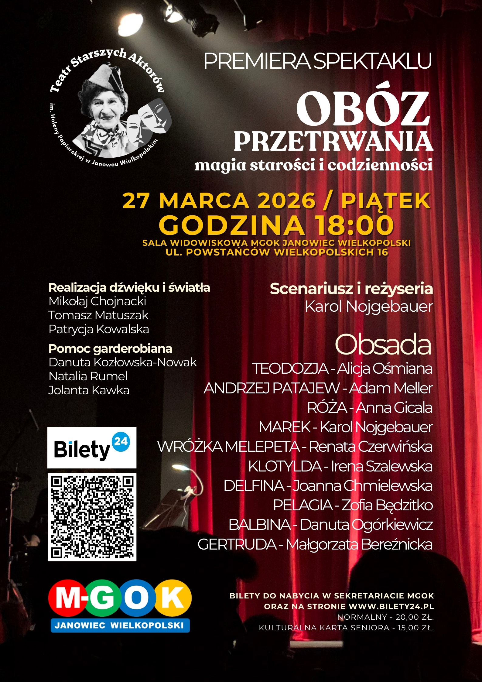 Slider - Spektakl: SOLD OUT - PREMIERA SPEKTAKLU - OBÓZ PRZETRWANIA - MAGIA STAROŚCI I CODZIENNOŚCI | TEATR STARSZYCH AKTORÓW IM. HELENY PAPIERSKIEJ