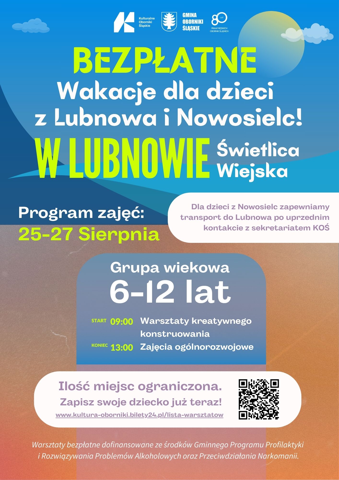 Zajęcia: LUBNÓW NOWOSIELCE - WAKACJE 25.08.2025 - 27.08.2025
