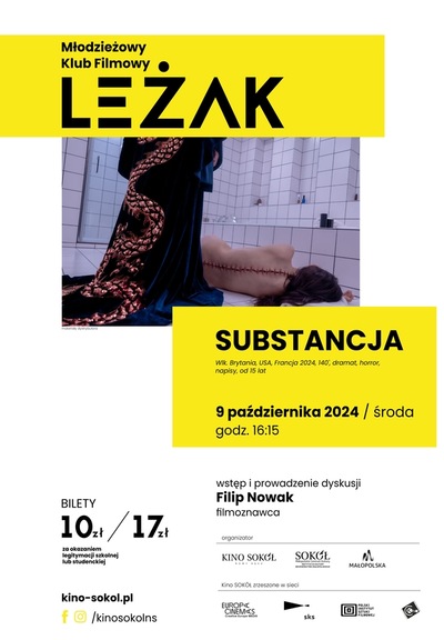 Film: SUBSTANCJA - Młodzieżowy Klub Filmowy LEŻAK - 2024-10-09 16:15 - Nowy Sącz