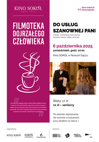 Film: DO USŁUG SZANOWNEJ PANI - Filmoteka Dojrzałego Człowieka - 2025-10-06 10:00 - Nowy Sącz