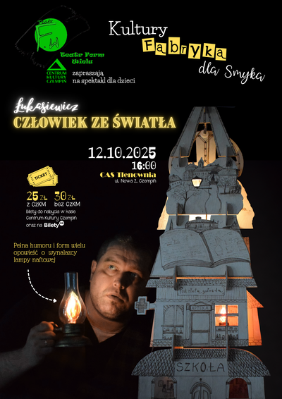 Grafika - Soektakl Łukasiewicz - człowiek ze światła.