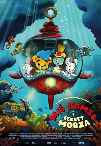 Grafika reklamowa przedstawiająca plakat do filmu Miś Bamse i sekret morza.