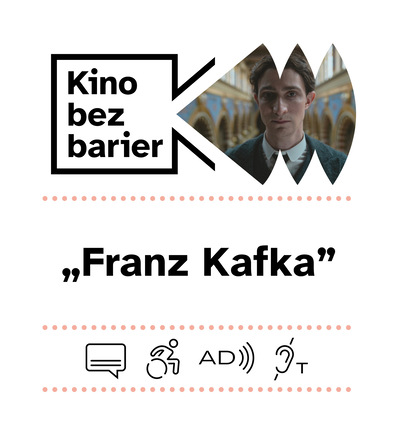 Kolorowe zdjęcie. Młody Franz Kafka wpatruje się w obiektyw. W tle bogato zdobiona hala.