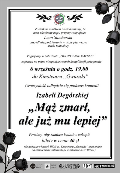 Spektakl: Mąż zmarł, ale już mu lepiej - 2026-09-06 19:00 - Wronki