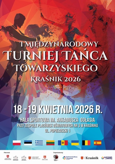 Slider - Widowisko: I Międzynarodowy Turniej Tańca Towarzyskiego w Kraśniku 2026 - 18 KWIETNIA SOBOTA