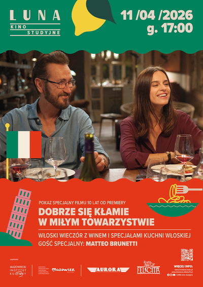 Slider - Film: WIECZÓR WŁOSKI | Dobrze się kłamie w miłym towarzystwie | pokaz + spotkanie z Matteo Brunetti + poczęstunek