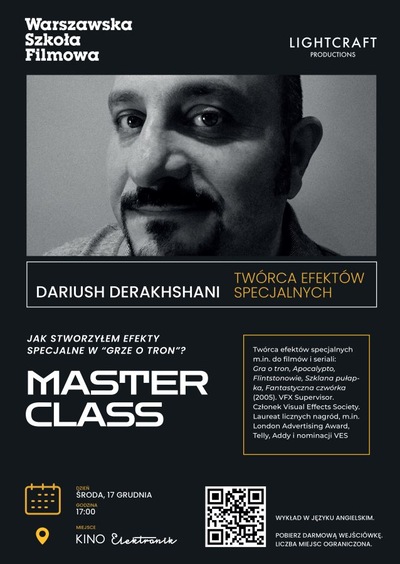 Slider - Konferencja: Jak tworzyłem efekty specjalne do Gry o Tron? Masterclass z Dariushem Derakhshani.