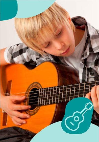 Grafika reklamowa/zdjęcie - Nauka gry na gitarze