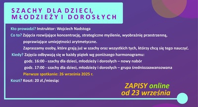 SZACHY DLA DZIECI, MŁODZIEŻY I DOROSŁYCH